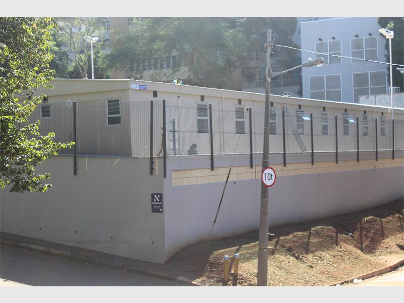 The temporary renal centre that has been constructed in the hospital car park.