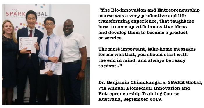 SPARK Global Annual Biomedical Innovation and Entrepreneurship Training Course by Dr. Benjamin Chimukangara