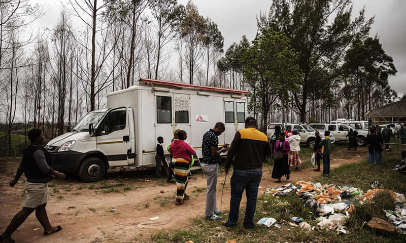 A mobile HIV testing clinic run by Médicins Sans Frontières in Ngudwini, on the outskirts of Eshowe, 2014. Photograph: Gianluigi Guercia AFP Getty Images
