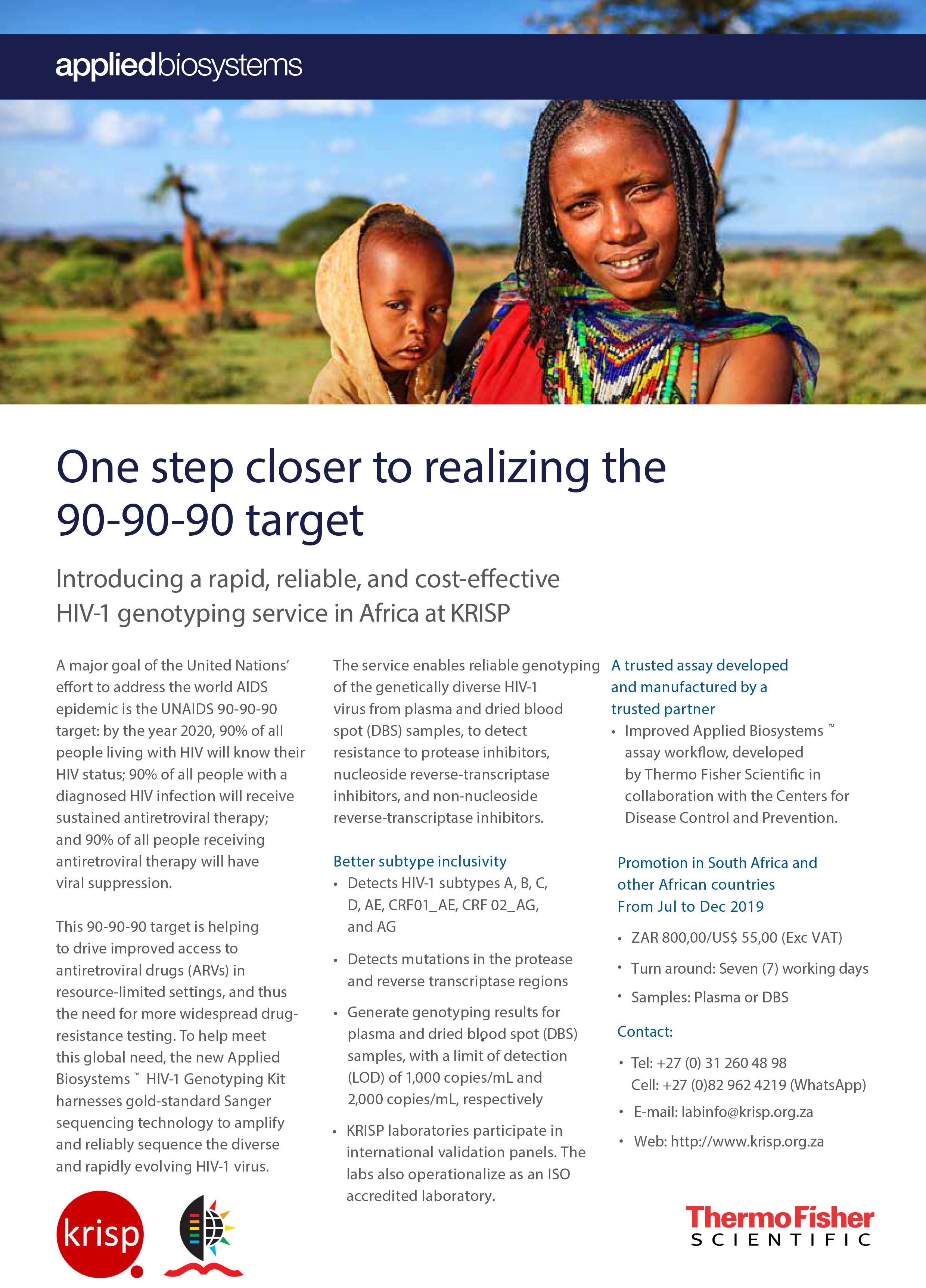 HIV-1 genotyping service in Africa: rapid, reliable, and cost-effective by KRISP and Thermo Fisher Scientific