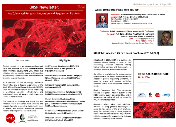KRISP newsletter Sept 2019 KRISP Sale Brochure 2019-2020 and the launch of KRISP Business Development Unit. 