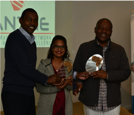 KRISP researchers Upasana Ramphal and Dr. Marcel Tongo scooped two of the three awards at the SANTHE research day held on the 6 - 7 June 2018 at Crinkly Bottom in Waterfall, South Africa.
