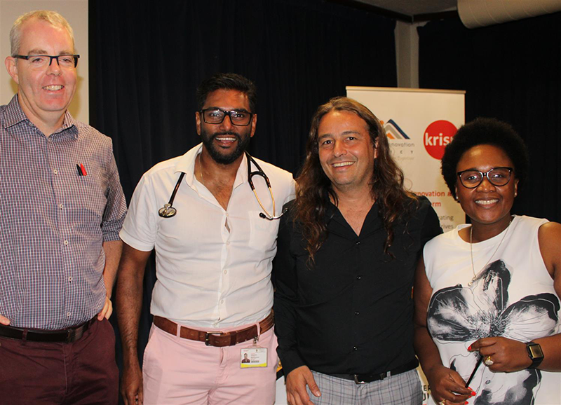 By Danica Hansen, North Glen News, February 22, 2020, Dr Richard Lessells (KRISP), Dr Nithendra Manickchund, a specialist from King Edward Hospital's department of infectious diseases, Professor Tulio De Oliveria (KRISP) and Dr Nonkukhanya Mdlalose